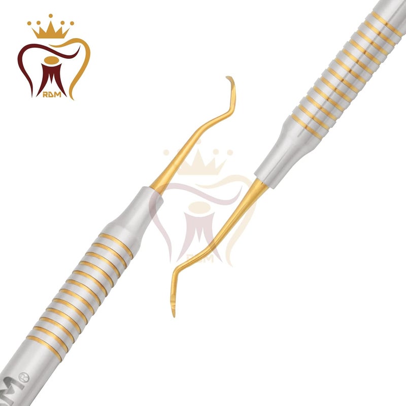 RDM Dental Sickle Scaler 204s Anterior Posterior Implant Periodontic Hollow Handle Instrument (Gold Titanium Coated) - Image 4